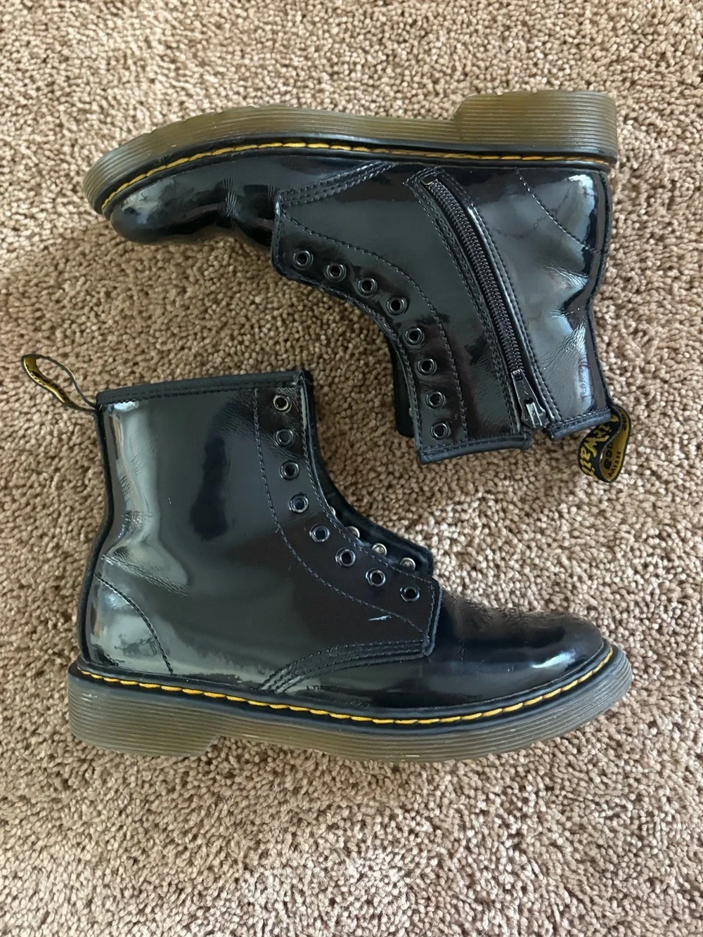 Dr. Martens Kids Black Patent Leather Boots